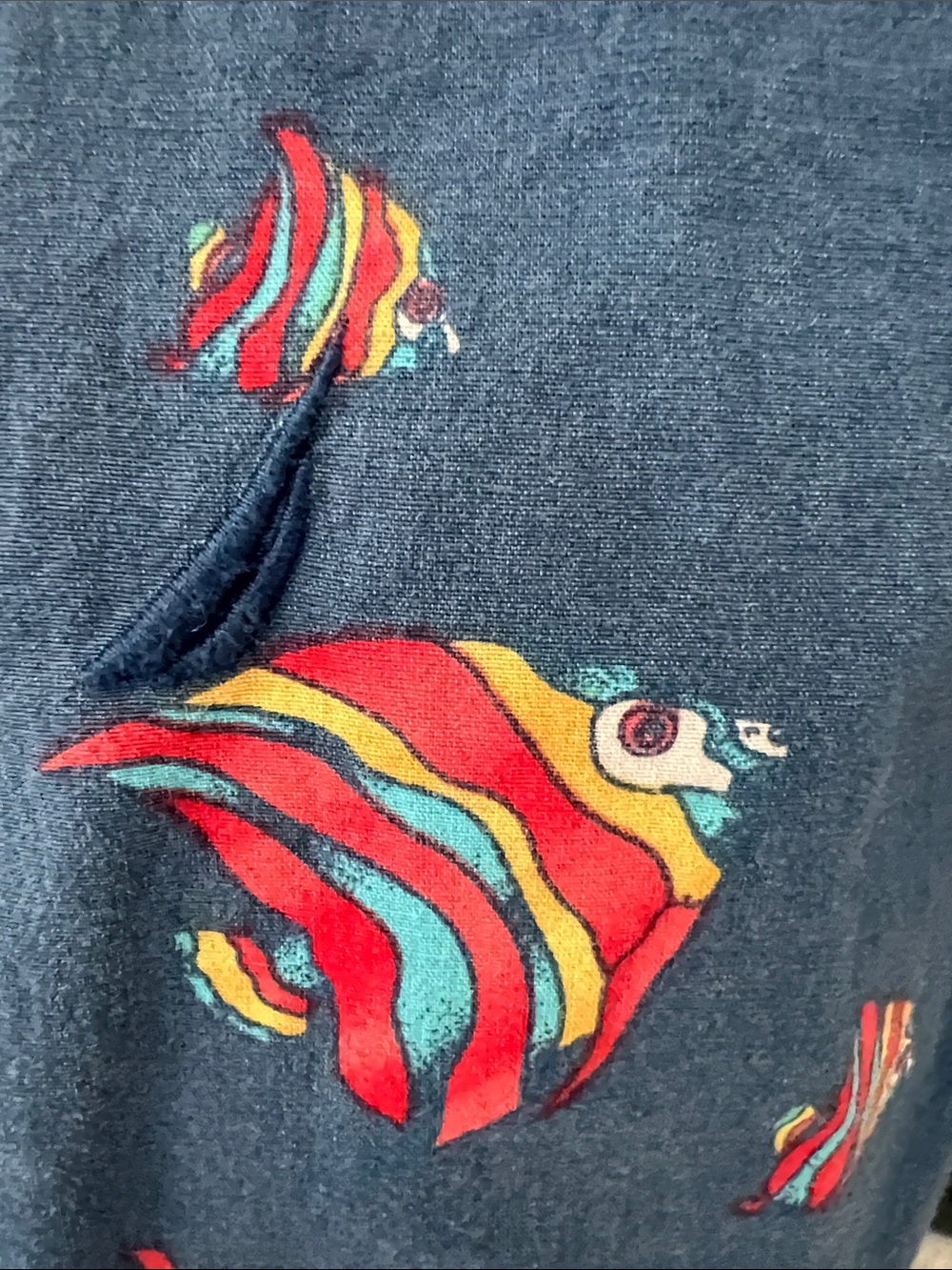 Nautica Navy Short-Sleeve Button-Down Shirt with Colorful Fish Print - small - Picture 3 of 8